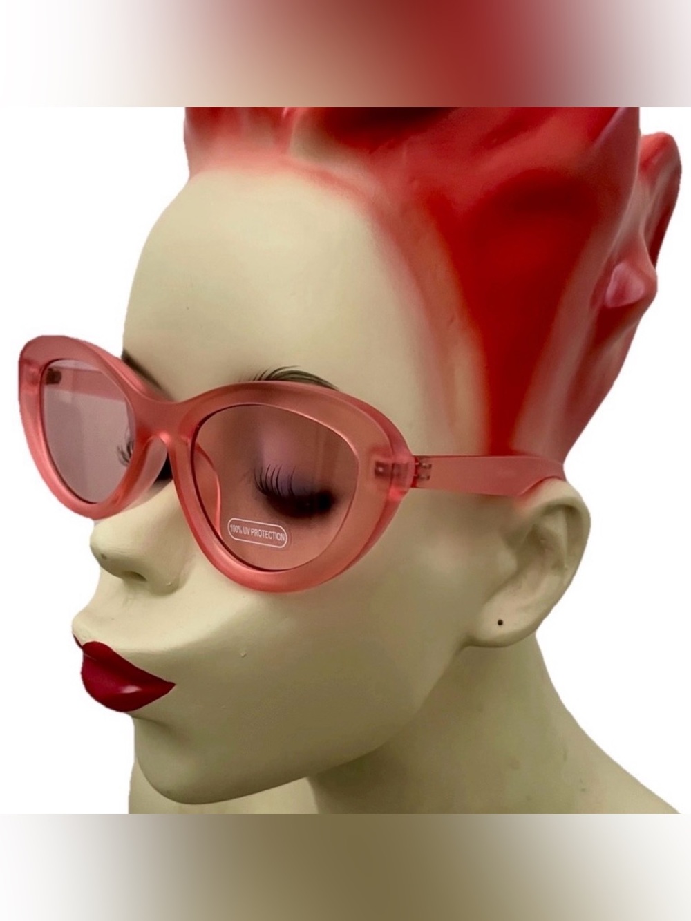 Coral Pink Light Tint CATEYE SUNGLASSES Indoor / Outdoor 100% UV Protection NWT